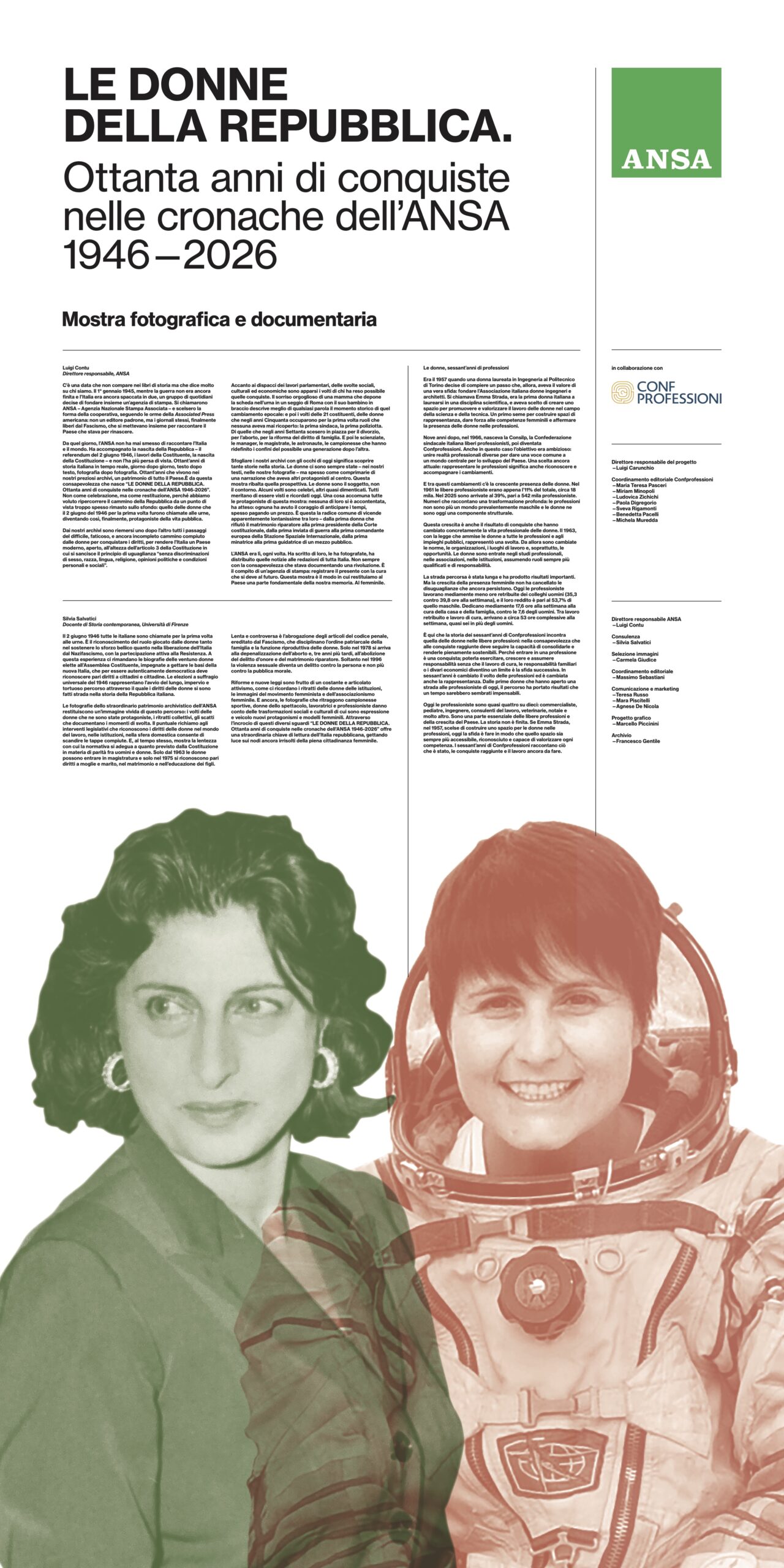 Colophon della mostra Le donne della Repubblica
